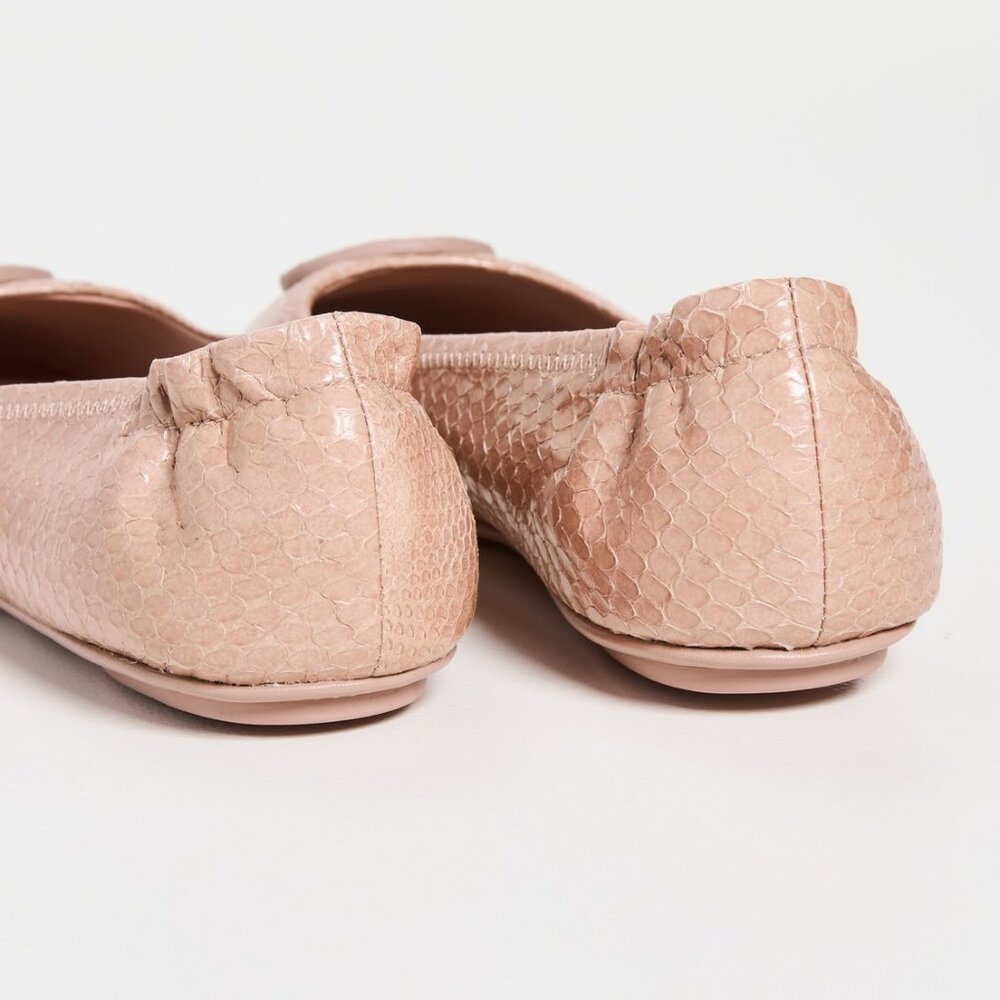 Tory Burch $228 Minnie Travel Ballet Flats Snake Embossed MANY SIZES Meadowsweet - Picture 9 of 15